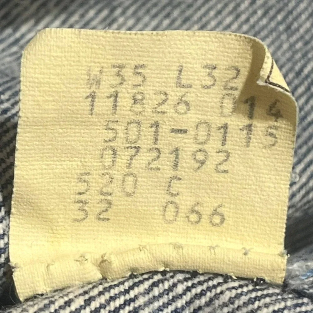 VTG 1992 Levi's Button Fly Denim Jeans Size 35x32 (34x29 Actual) USA 501-0115‎